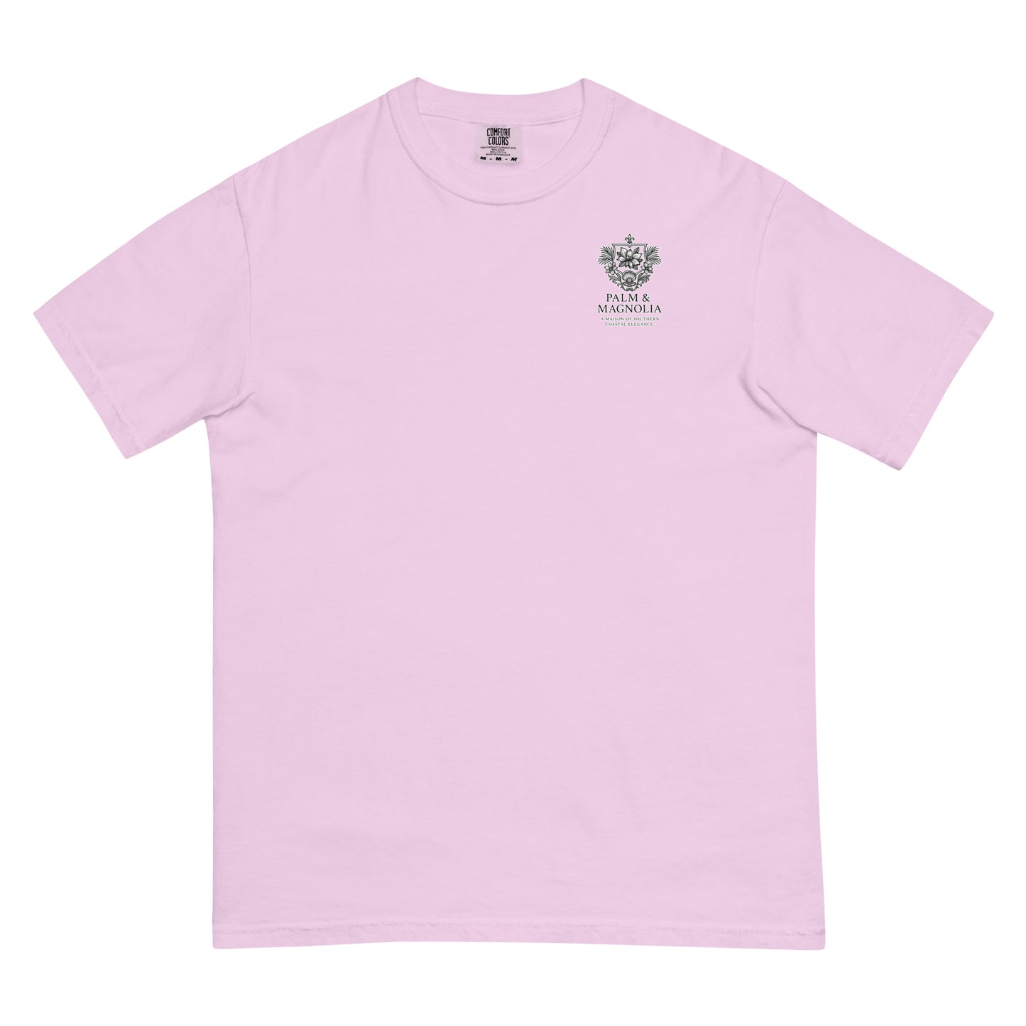 Pink short-sleeve Comfort Colors tee with jack-up rig chest print.