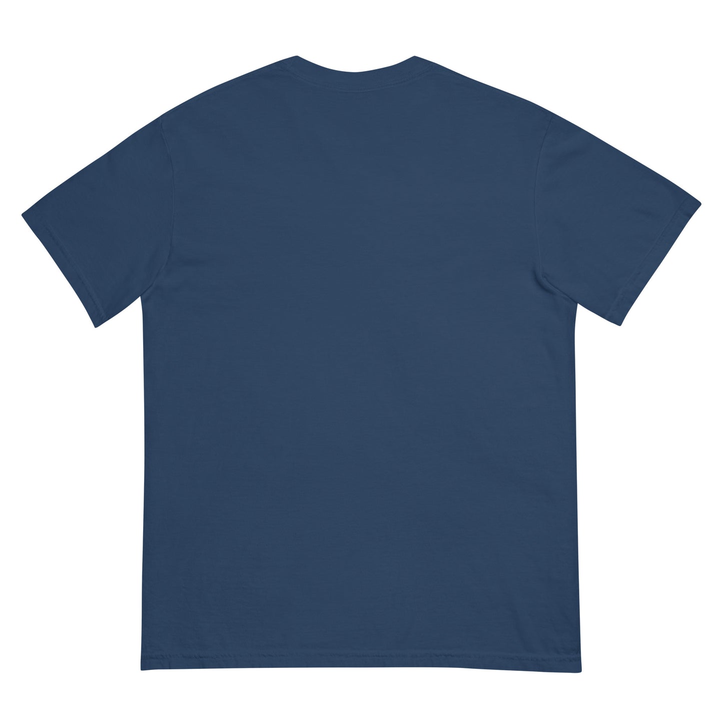 Back view of navy blue heavyweight unisex t-shirt with relaxed fit.
