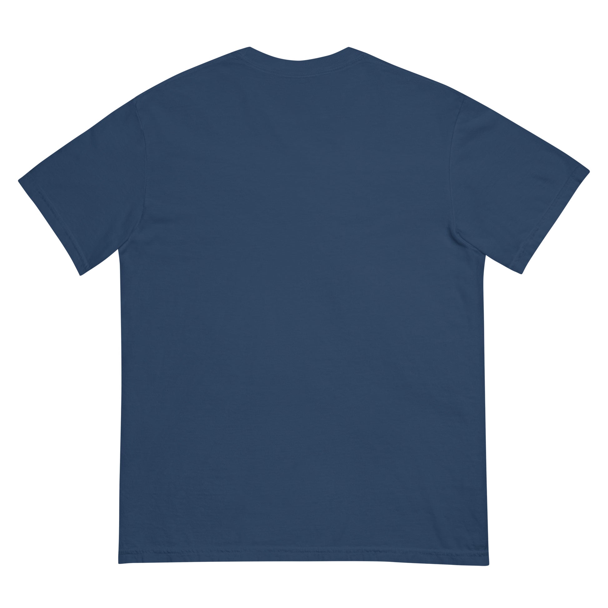 Back view of navy blue heavyweight unisex t-shirt with relaxed fit.