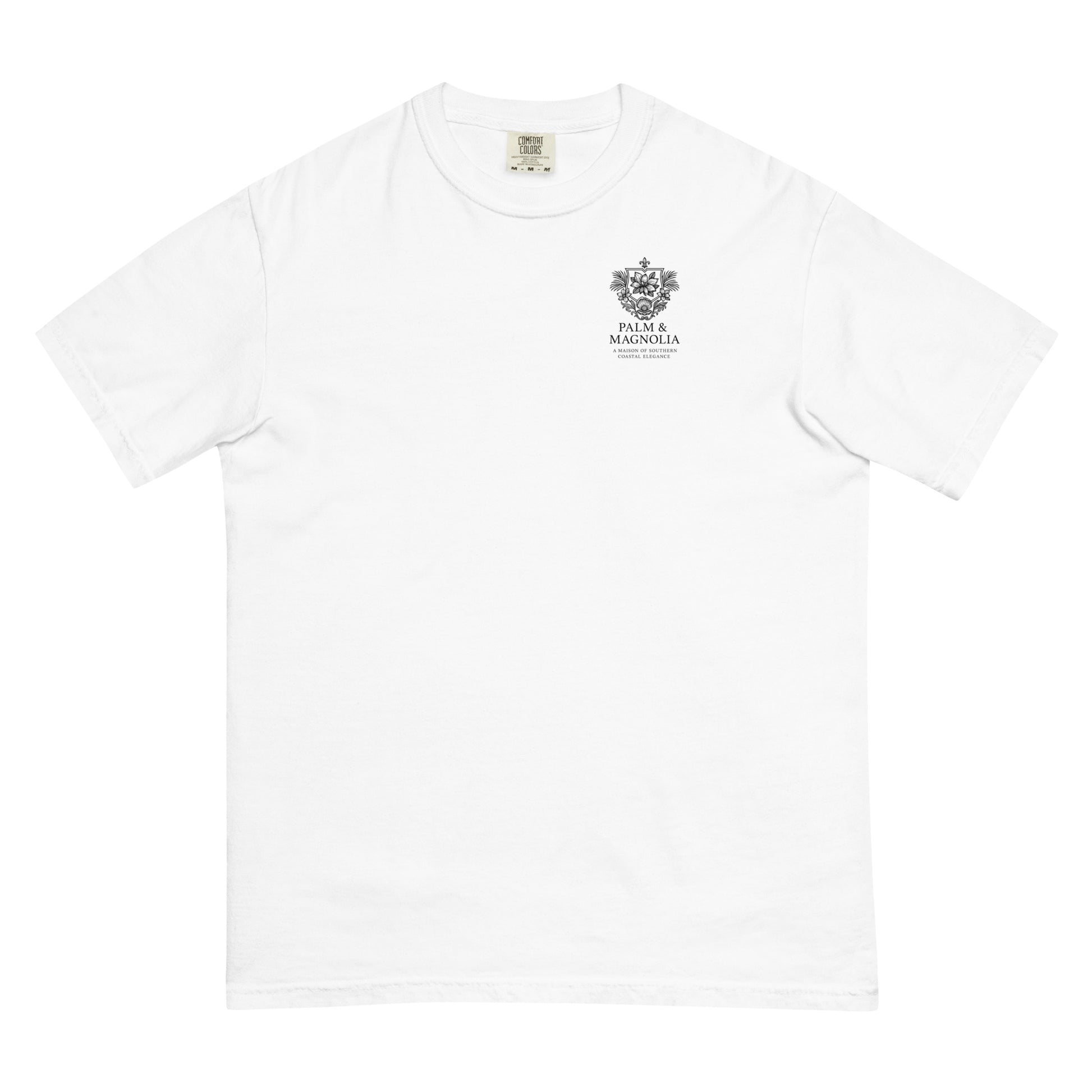 White Comfort Colors t-shirt with watercolor blueberry basket design on chest.