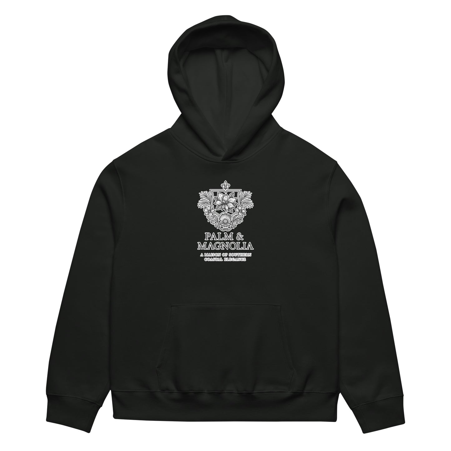 Oversized black Bella + Canvas fleece hoodie with "Hope Anchors the Soul" print.