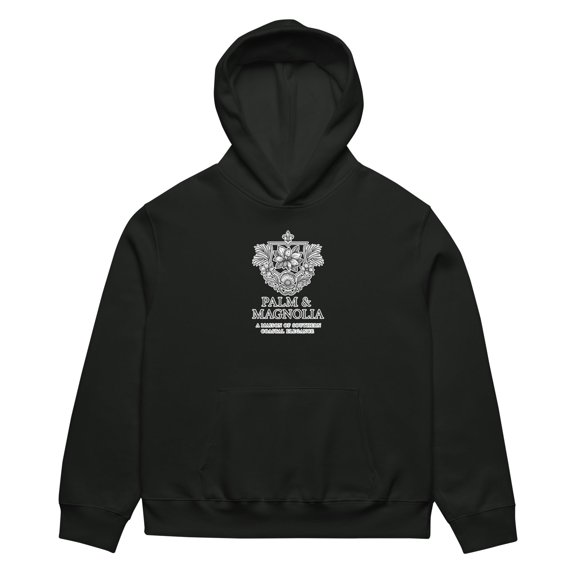 Oversized black Bella + Canvas fleece hoodie with "Hope Anchors the Soul" print.