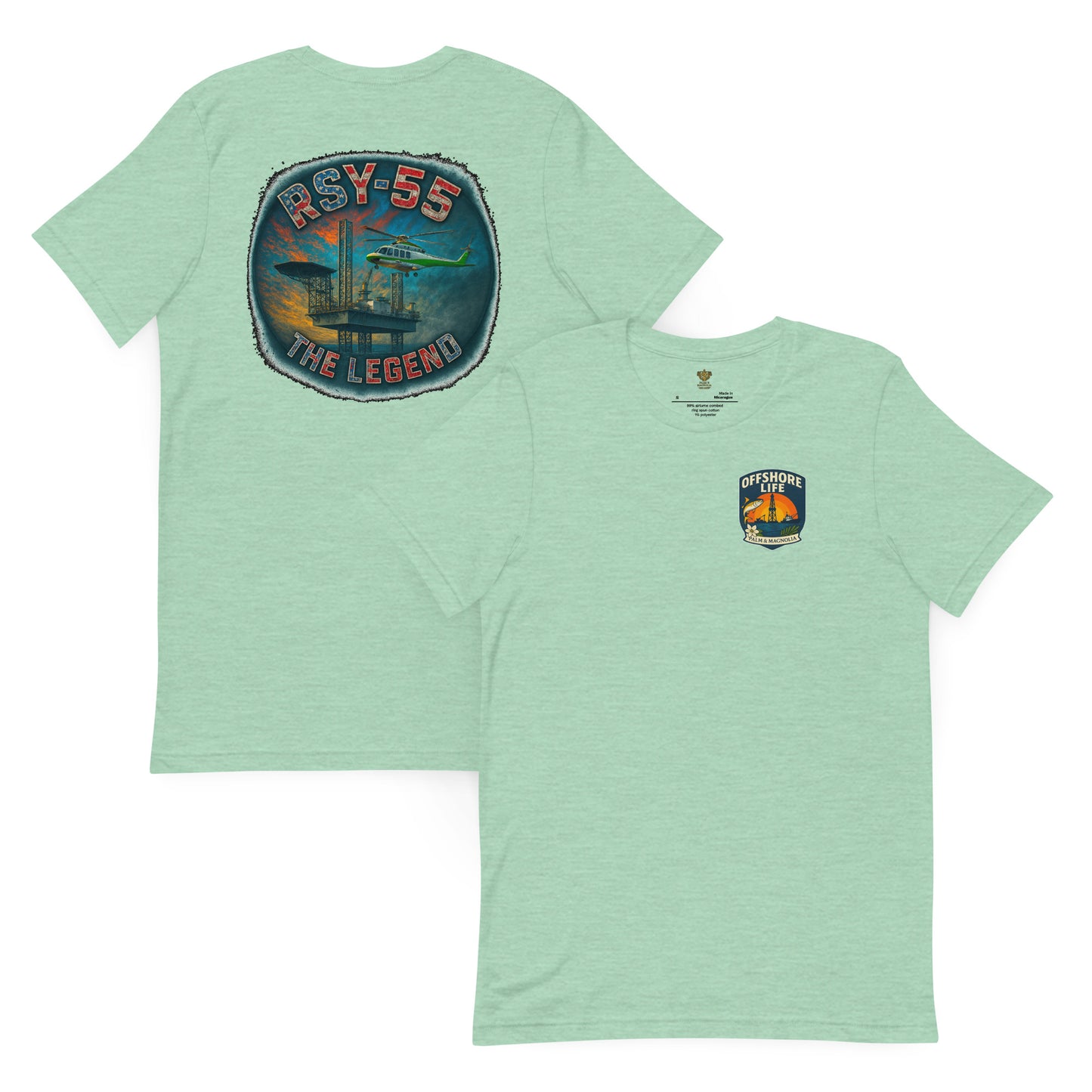 Unisex t-shirt made of soft, lightweight cotton blend in heather colors with side-seamed construction.