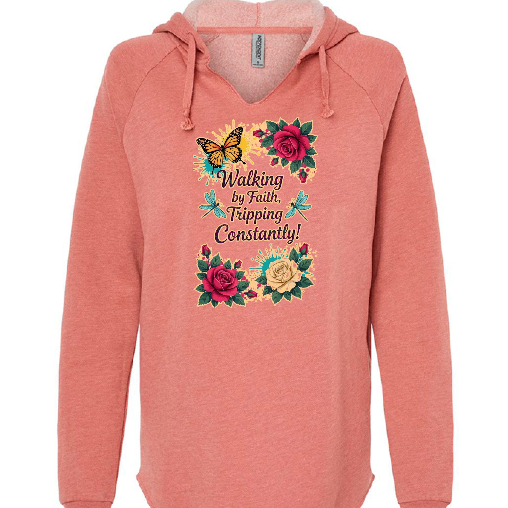 Lightweight hooded sweatshirt in wave wash with raglan sleeves and classic fit